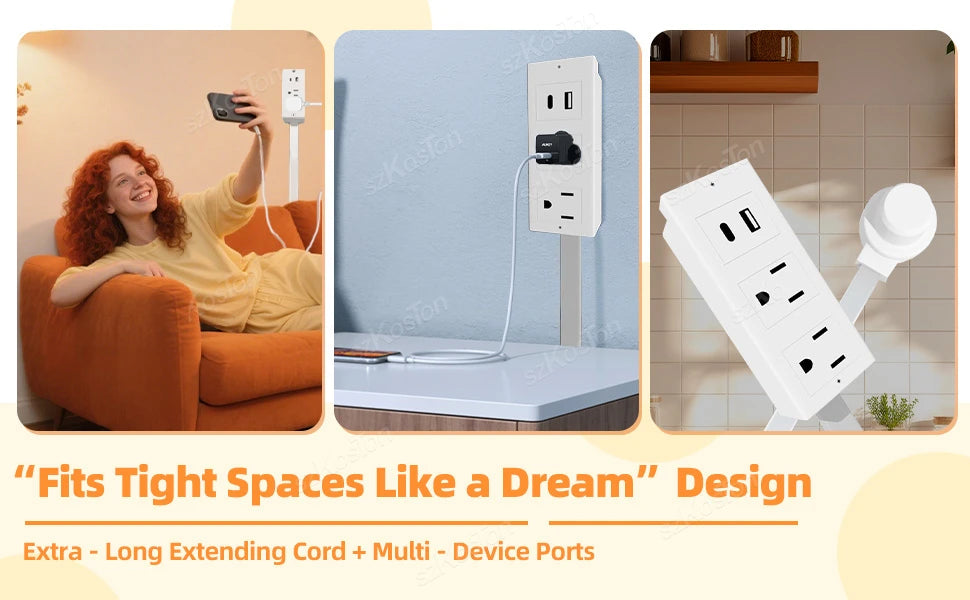 FlexiPlug Pro – Rotating Electrical Outlet Extender with USB