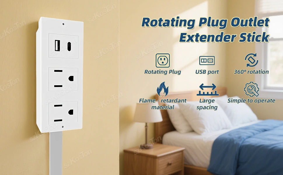 FlexiPlug Pro – Rotating Electrical Outlet Extender with USB