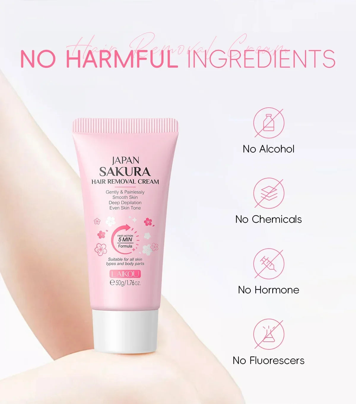 Laikou Painless Hair Removal Cream – Gentle Care for Intimate & Body Areas (50g)