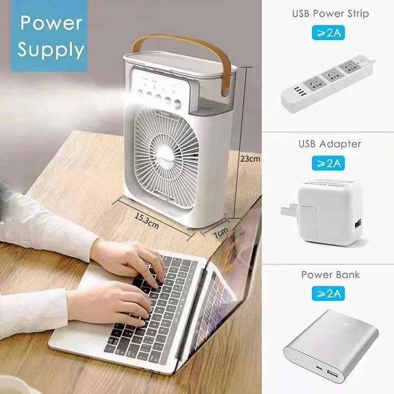 3-in-1 Portable Air Conditioner, Cooler & Humidifier with LED Night Light