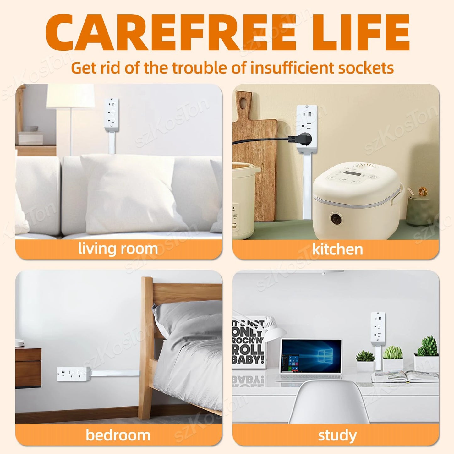FlexiPlug Pro – Rotating Electrical Outlet Extender with USB