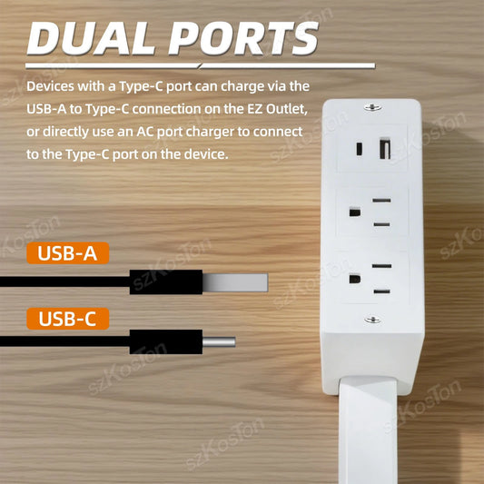 FlexiPlug Pro – Rotating Electrical Outlet Extender with USB